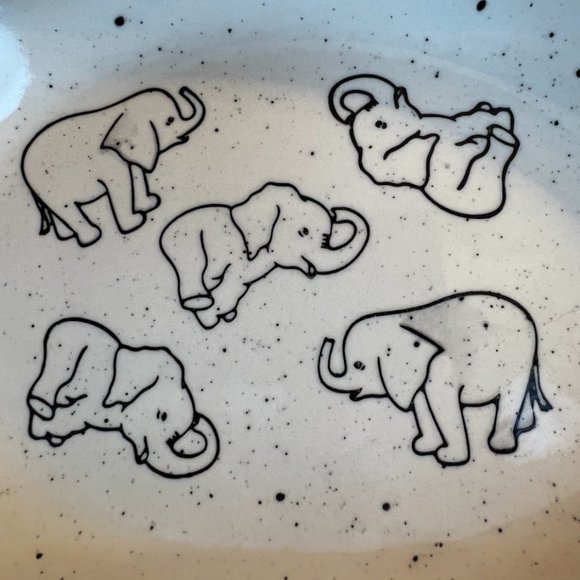 MERITAGE Speckled Elephant Oval Serving Dish Au Gratin Bowl Stoneware 8" x 6" - Picture 5 of 7